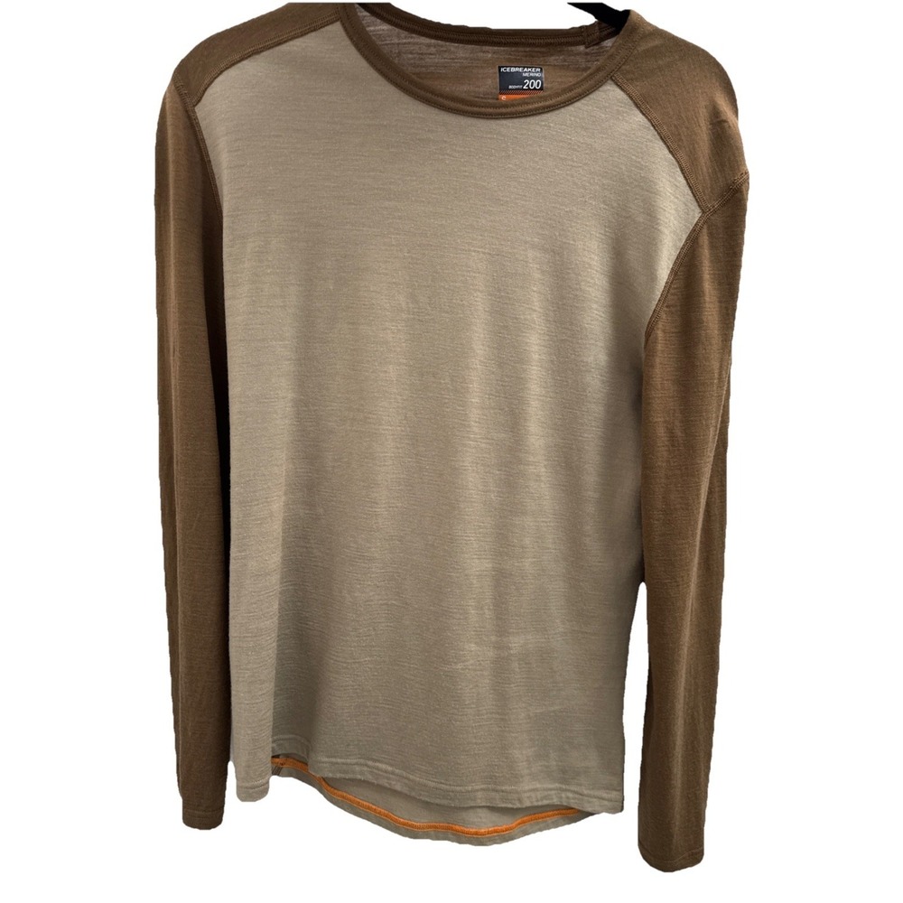 Icebreaker Shirt Mens S Tan Brown Bodyfit 200 Merino Wool Baselayer Outdoor Hike